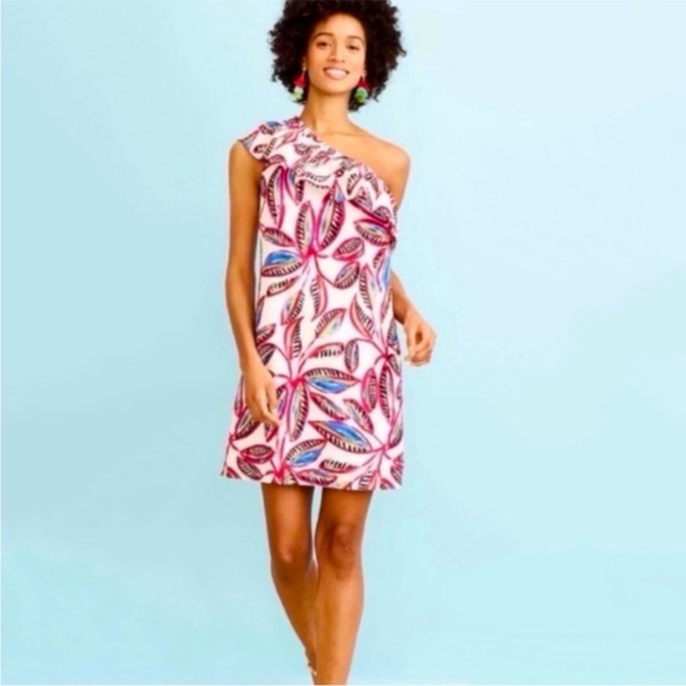 NWT J. Crew factory One Shoulder Linen Blend Shift Dress in floral print size XS